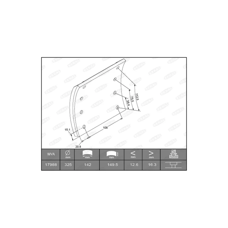 Garniture de sabot de frein BERAL KBL17988.0-1649