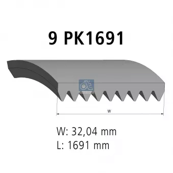 Courroie trapézoïdale à nervures DT 4.80765