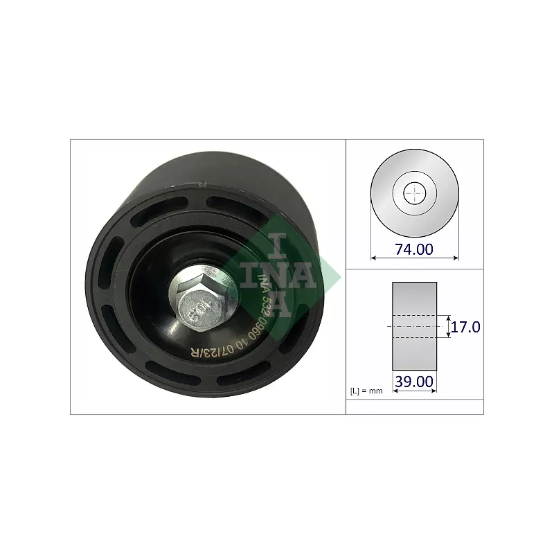 Poulie renvoi/transmission, courroie trapézoïdale à nervures INA 532 0960 10