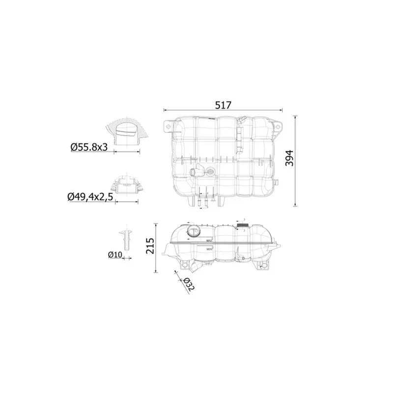 Vase d'expansion, liquide de refroidissement MAHLE CRT 251 000S