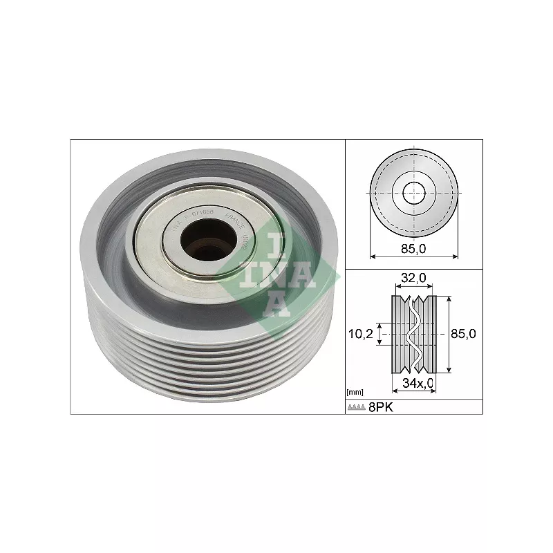 Poulie renvoi/transmission, courroie trapézoïdale à nervures INA 532 0919 10