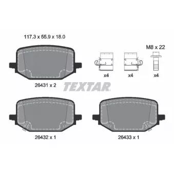 Jeu de 4 plaquettes de frein avant TEXTAR 2643102