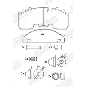 Jeu de 4 plaquettes de frein arrière JURID 2926505390