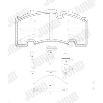 Jeu de 4 plaquettes de frein arrière JURID 2926405390