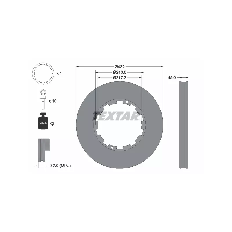 Jeu de 2 disques de frein TEXTAR 93145611