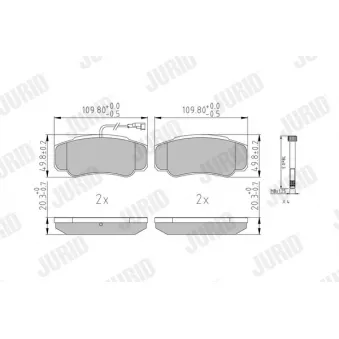 Jeu de 4 plaquettes de frein arrière JURID 573318J
