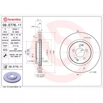 Jeu de 2 disques de frein arrière BREMBO 09.E776.11