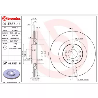 Jeu de 2 disques de frein arrière BREMBO 09.E567.11