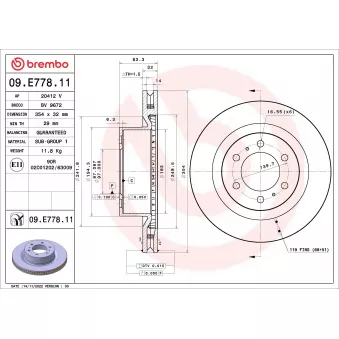 Jeu de 2 disques de frein arrière BREMBO 09.E778.11