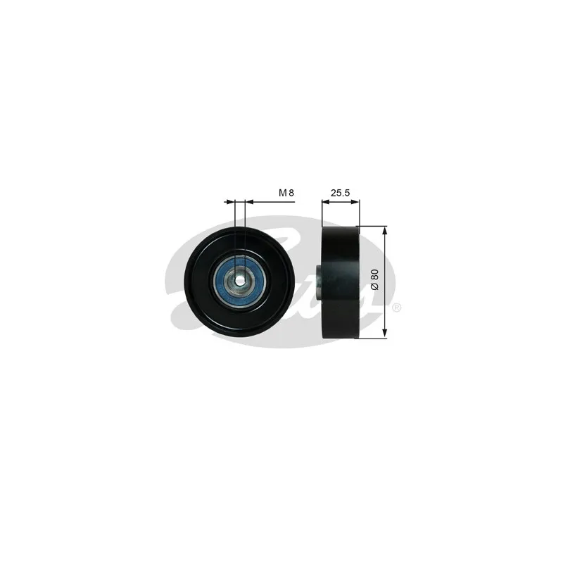 Poulie renvoi/transmission, courroie trapézoïdale à nervures GATES T38089