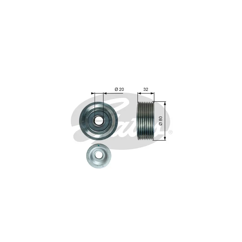 Poulie renvoi/transmission, courroie trapézoïdale à nervures GATES T36631