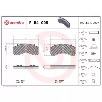 Jeu de 4 plaquettes de frein avant BREMBO