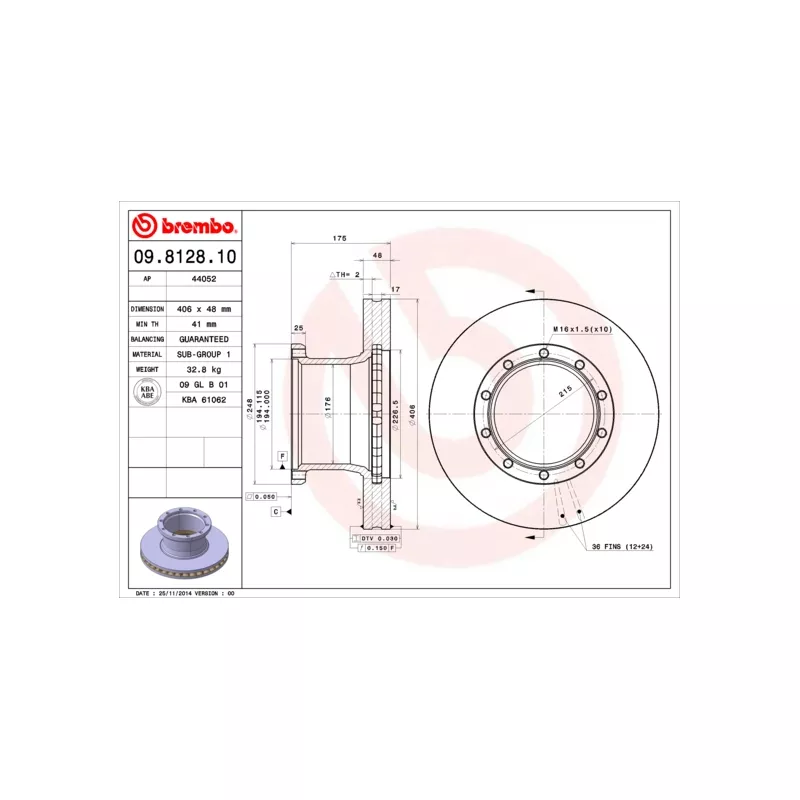Jeu de 2 disques de frein avant BREMBO 09.8128.10