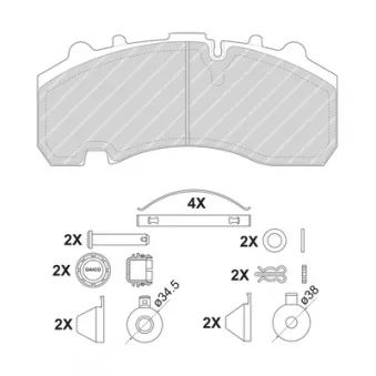 Jeu de 4 plaquettes de frein arrière FERODO