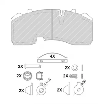 Jeu de 4 plaquettes de frein arrière FERODO