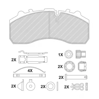 Jeu de 4 plaquettes de frein arrière FERODO