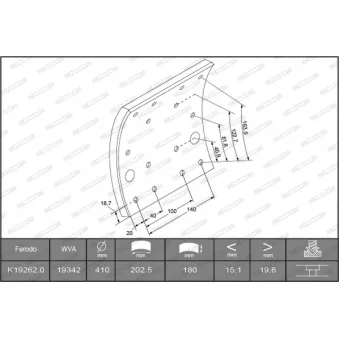 Kit de garnitures de frein, frein à tambour FERODO K19262.0-F3653