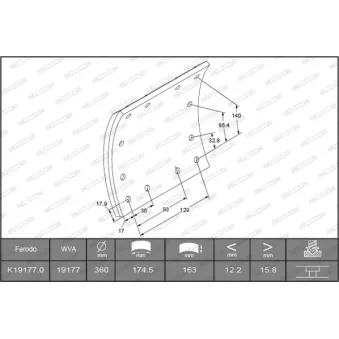 Kit de garnitures de frein, frein à tambour FERODO