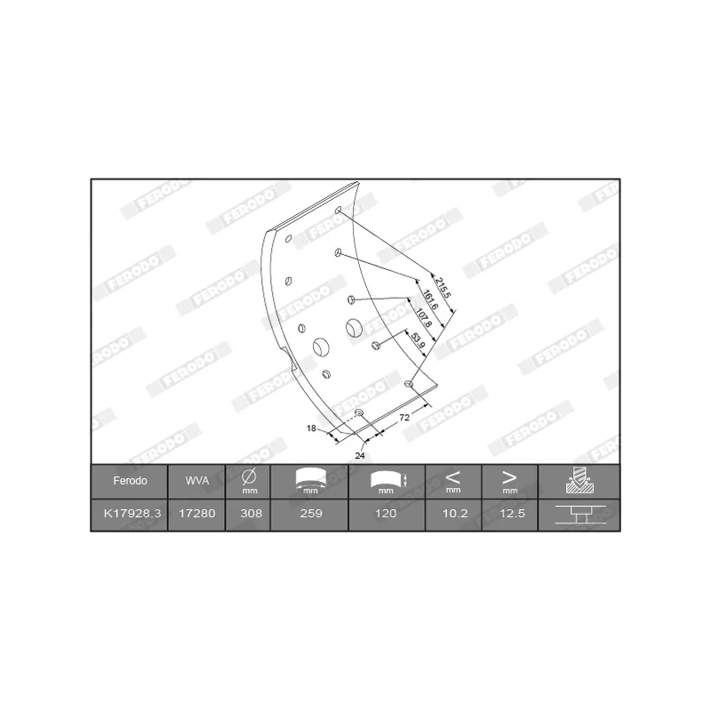 Kit de garnitures de frein, frein à tambour FERODO K17928.0-F3658
