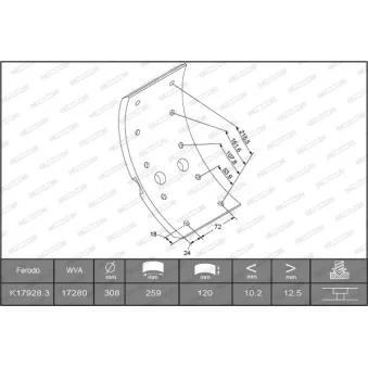 Kit de garnitures de frein, frein à tambour FERODO