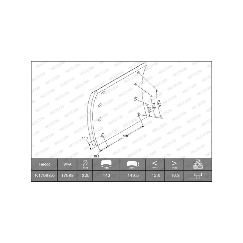 Kit de garnitures de frein, frein à tambour FERODO K17988.0-F3661