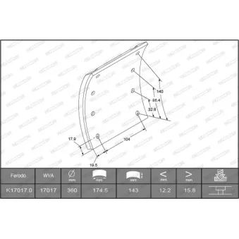 Kit de garnitures de frein, frein à tambour FERODO
