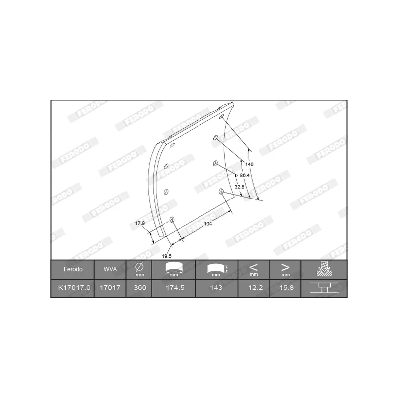Kit de garnitures de frein, frein à tambour FERODO K17017.1-F3661