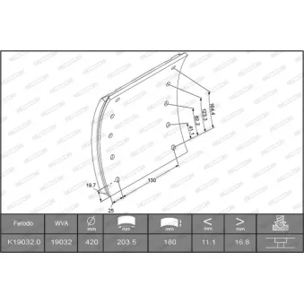 Kit de garnitures de frein, frein à tambour FERODO