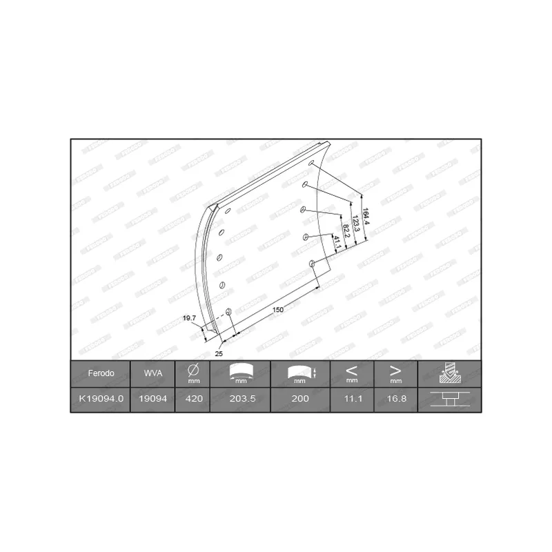 Kit de garnitures de frein, frein à tambour FERODO K19094.0-F3658