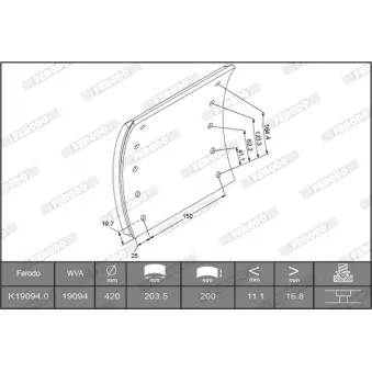 Kit de garnitures de frein, frein à tambour FERODO