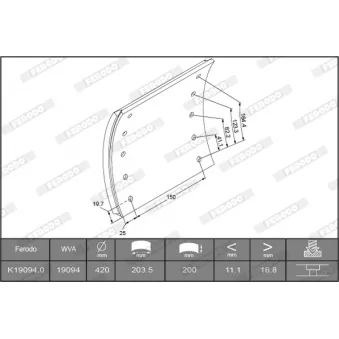 Kit de garnitures de frein, frein à tambour FERODO