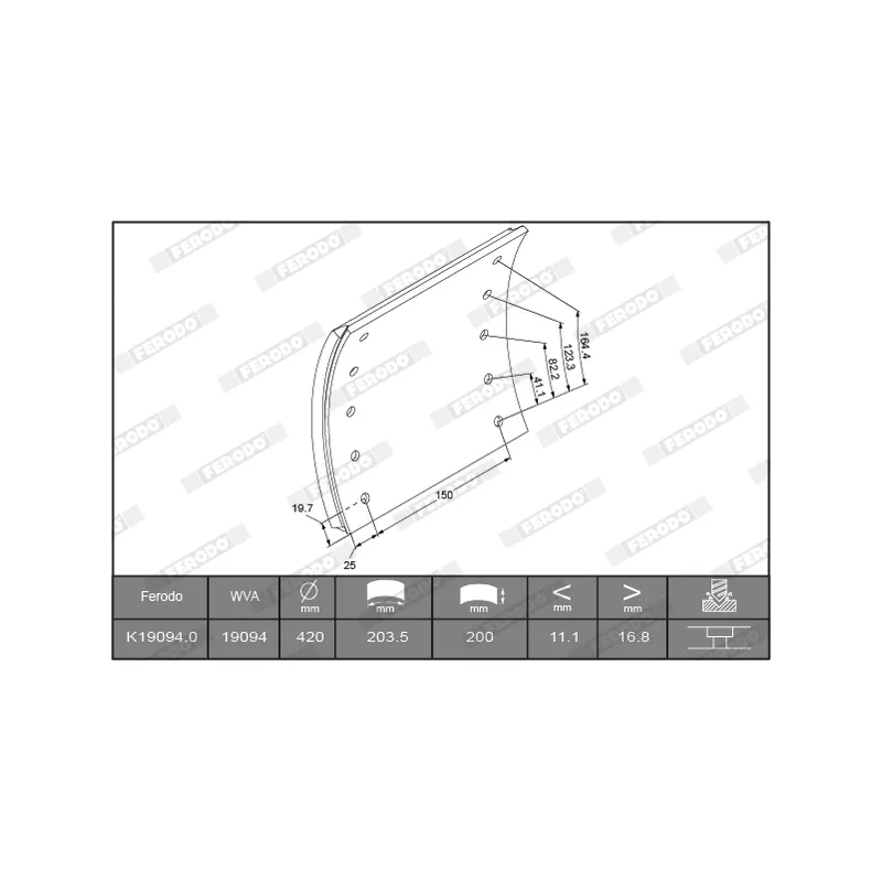 Kit de garnitures de frein, frein à tambour FERODO K19094.1-F3658