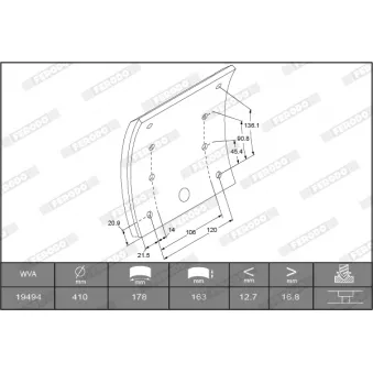 Kit de garnitures de frein, frein à tambour FERODO