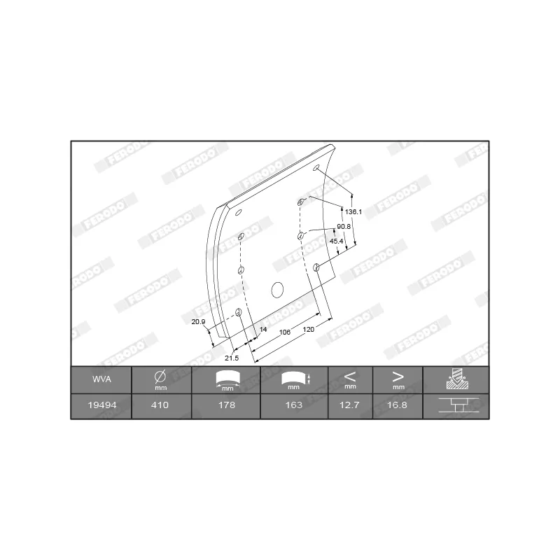 Kit de garnitures de frein, frein à tambour FERODO K19486.1-F3672