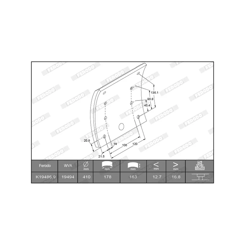 Kit de garnitures de frein, frein à tambour FERODO K19486.2-F3672