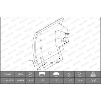 Kit de garnitures de frein, frein à tambour FERODO