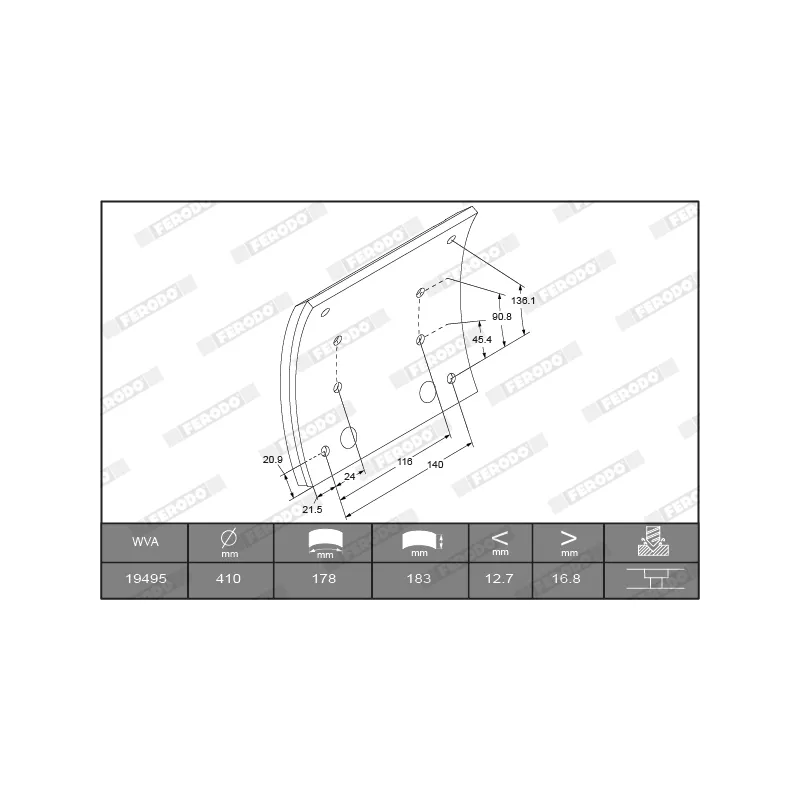Kit de garnitures de frein, frein à tambour FERODO K19487.1-F3672