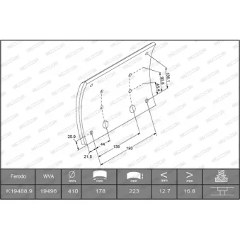 Kit de garnitures de frein, frein à tambour FERODO