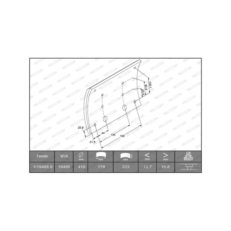 Kit de garnitures de frein, frein à tambour FERODO K19488.0-F3672