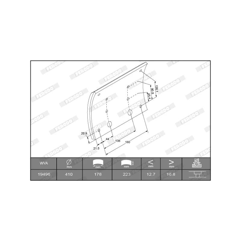 Kit de garnitures de frein, frein à tambour FERODO K19488.1-F3672