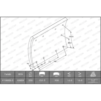 Kit de garnitures de frein, frein à tambour FERODO K19908.0-F3658