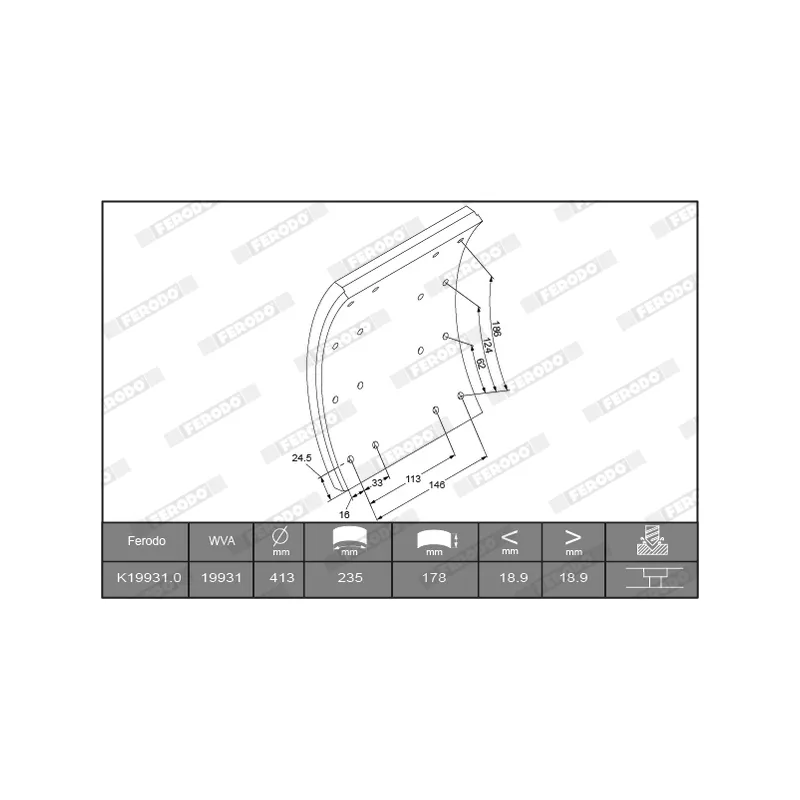 Kit de garnitures de frein, frein à tambour FERODO K19931.1-F3658