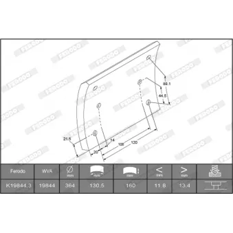 Kit de garnitures de frein, frein à tambour FERODO K19844.0-F3658