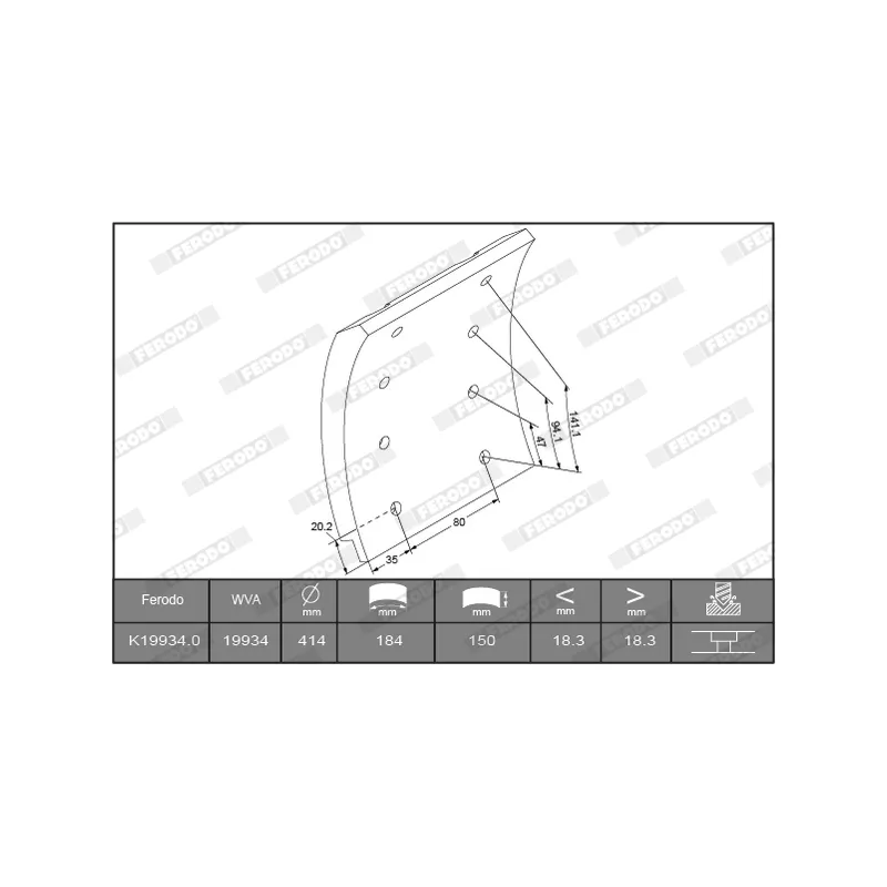 Kit de garnitures de frein, frein à tambour FERODO K19934.1-F3537