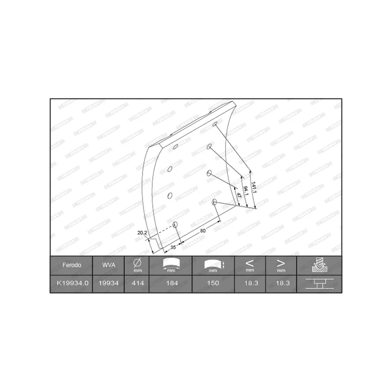 Kit de garnitures de frein, frein à tambour FERODO K19934.0-F3537