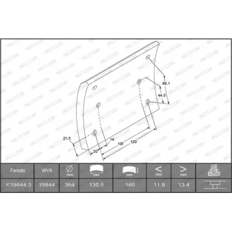 Kit de garnitures de frein, frein à tambour FERODO K19844.3-F3658