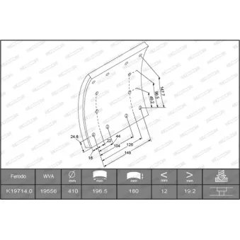 Kit de garnitures de frein, frein à tambour FERODO K19714.0-F3656