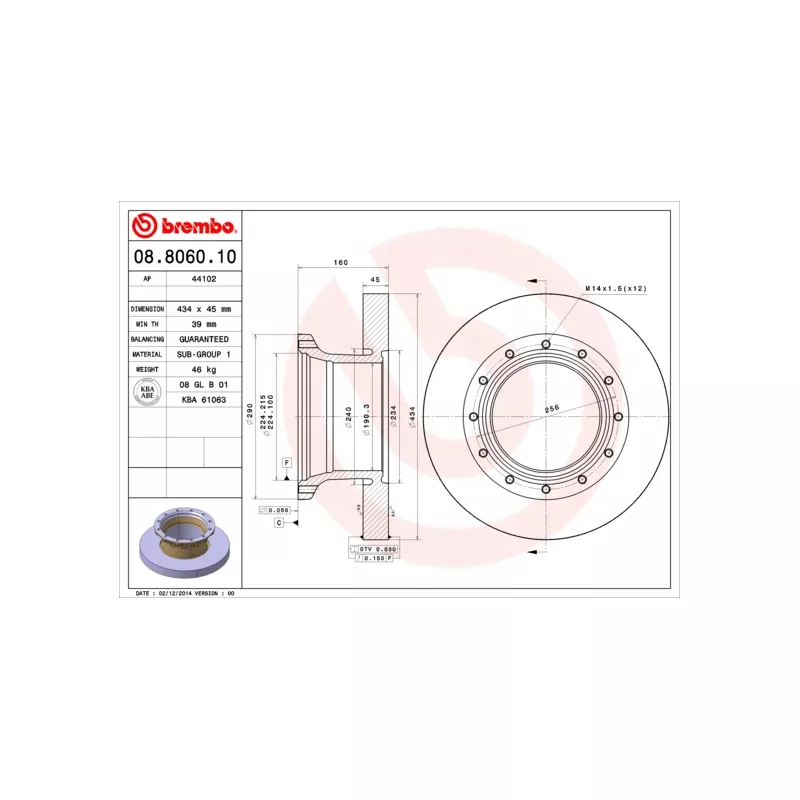 Jeu de 2 disques de frein arrière BREMBO 08.8060.10