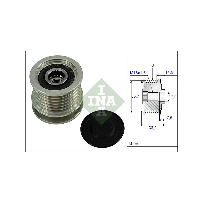 Poulie roue libre, alternateur INA 535 0013 10