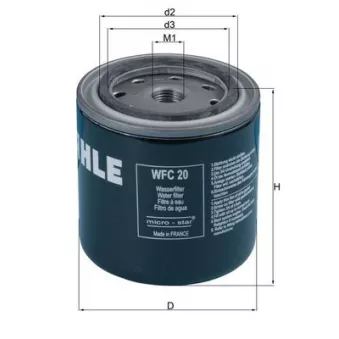Filtre de liquide de refroidissement KNECHT WFC 20